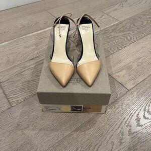 Francesco Russo Leather Slingback Pump Heels Nude